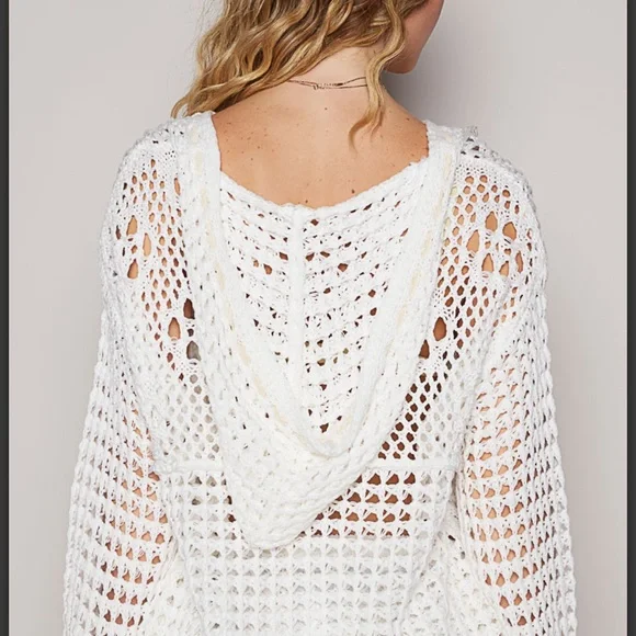 OD23-POL American Flag Crochet Hooded Sweater - Picture 8 of 8